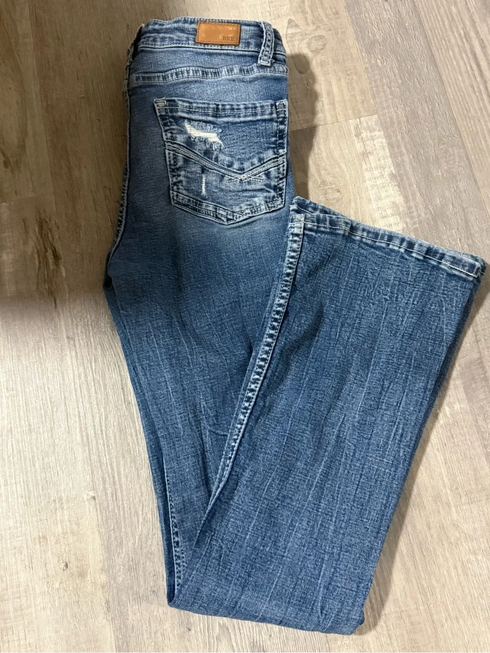 BKE Kids Blue Distressed Bootcut  Jeans